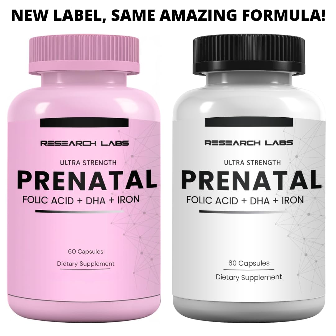 Research Labs Prenatal Vitamins for Women 2 Fer 1 Ad: 6X More Bioavailable Methylated Folate Folic Acid MTHF 5 | Supports Brain Development, Healthy Growth