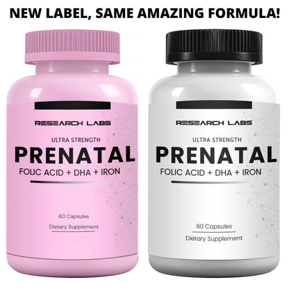 Research Labs Prenatal Vitamins for Women 2 Fer 1 Ad: 6X More Bioavailable Methylated Folate Folic Acid MTHF 5 | Supports Brain Development, Healthy Growth