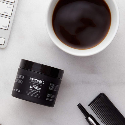 Brickell Men's Products Flexible Hold Wax Pomade for Men, Irritation Free, Natural Shine Hair Styling Product, With Shea Butter, Vitamin E, and Rosemary, 2 Ounce, Scented