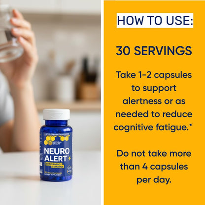 NeuroAlert Paraxanthine 200mg Caffeine Free Energy Supplement, 60 Capsules | With L-Tyrosine, L-Theanine and NADH. Smooth focus and mental drive without jitters or crash. Ideal for work and workouts.