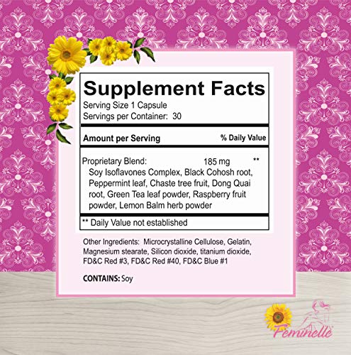 Menopause Supplement for Women FEMINELLE Original Formula - 1 Month Supply Fast PMS & Menopause Relief
