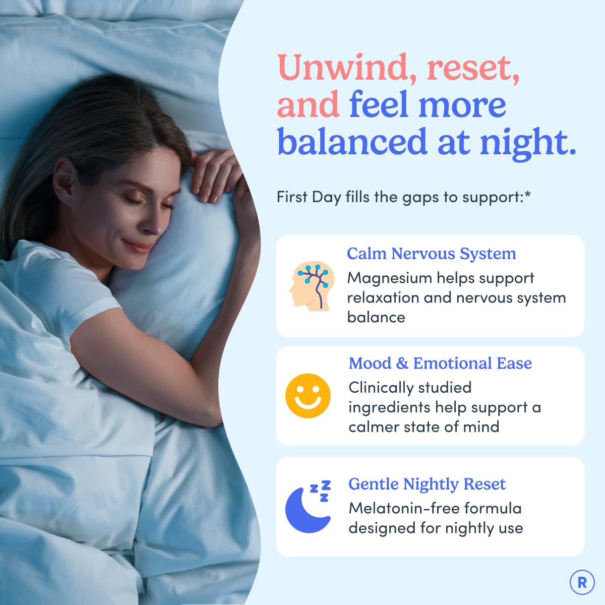 FIRST DAY Magnesium Gummies for Women, L-Theanine, Melatonin-Free, 60ct | Vegan strawberry Magnesium for Women, citrate, L-theanine and Zembrin; melatonin-free nighttime relaxation support.