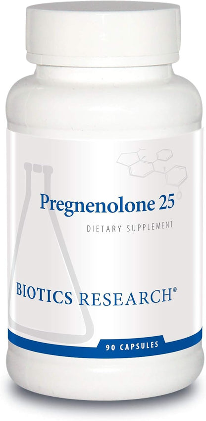 Biotics Research Pregnenolone 25-25 mg Pregnenolone Support, Memory & Hormone Balance, Hormone Precursor or Parent Hormone. 90 Capsules