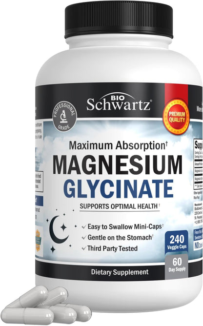 Magnesium Glycinate 500mg Per Serving | Max Absorption | 120 Mini Capsules