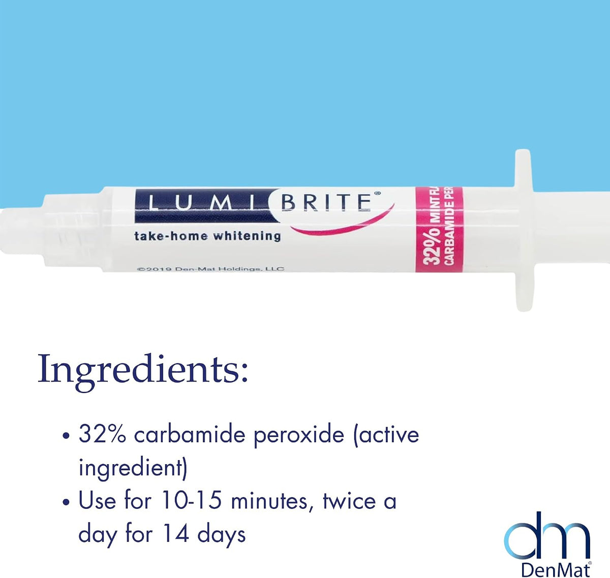 LumiBrite 32% Take-Home Whitening Gel Refill 4 Syringes 2.5 mL by DENMAT