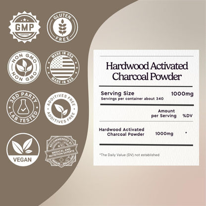 Zen Principle Hardwood Activated Charcoal Powder 100 Percent from USA Trees. All Natural. Whitens Teeth, Rejuvenates Skin and Hair, Supports Better Digestion, 40 Oz