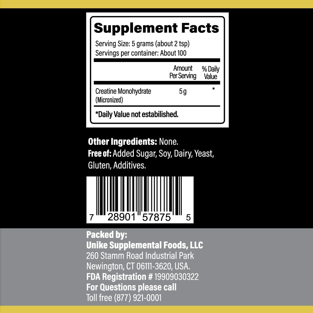 Pure Creatine Monohydrate Powder Supplement, Unflavored, Supports Bulk Muscle Energy, Recovery, & Strength - Creatine Supplement for Men & Women - 500G, 5000mg Per Serv (5g) - 100 Servings