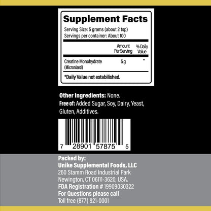 Pure Creatine Monohydrate Powder Supplement, Unflavored, Supports Bulk Muscle Energy, Recovery, & Strength - Creatine Supplement for Men & Women - 500G, 5000mg Per Serv (5g) - 100 Servings