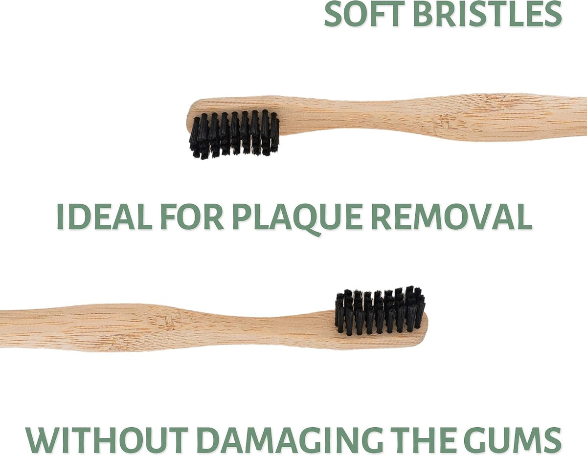 Living Well Dr. Michelle Bamboo Charcoal Toothbrush, Wood Color 4 Pack