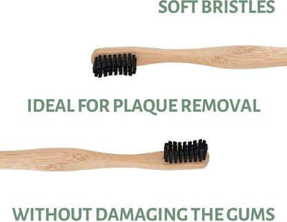 Living Well Dr. Michelle Bamboo Charcoal Toothbrush, Wood Color 4 Pack