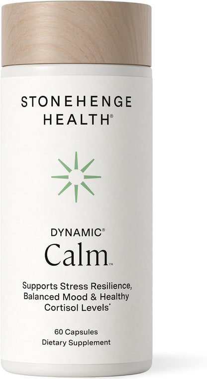 Stonehenge Health Dynamic Calm - 600mg KSM-66 Ashwagandha with L-theanine, Rhodiola Rosea, Holy Basil, and Magnesium Glycinate, Daily Stress and Mood Support, Non-GMO, 60 Vegetarian Capsules