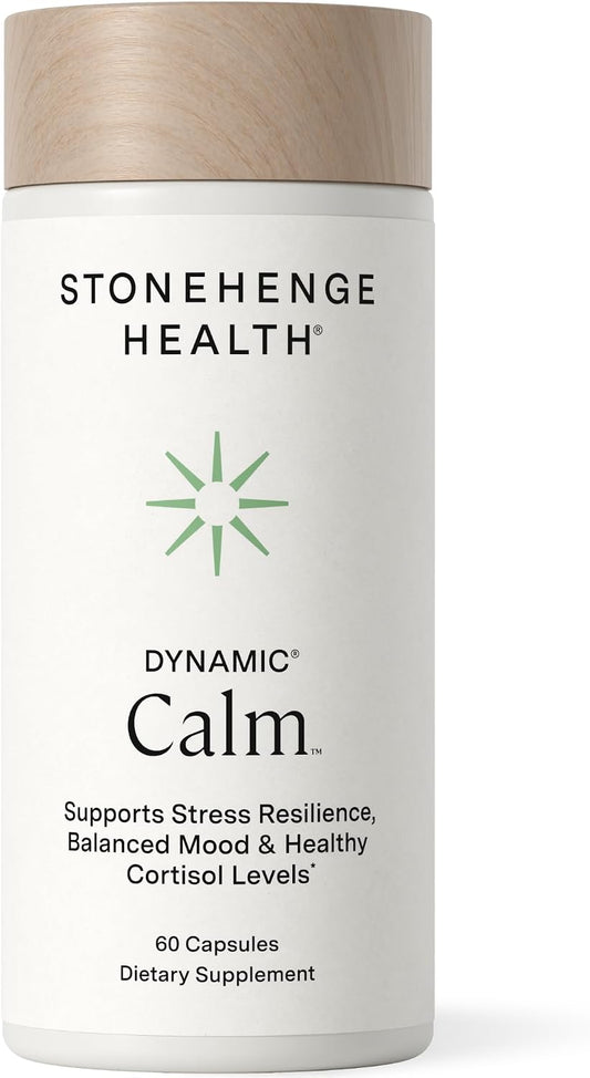 Stonehenge Health Dynamic Calm - 600mg KSM-66 Ashwagandha with L-theanine, Rhodiola Rosea, Holy Basil, and Magnesium Glycinate, Daily Stress and Mood Support, Non-GMO, 60 Vegetarian Capsules