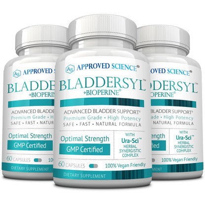 Approved Science Bladdersyl - Urinary Incontinence, Bladder Support - High Absorption - 60 Capsules - Pack of 1 - Vegan