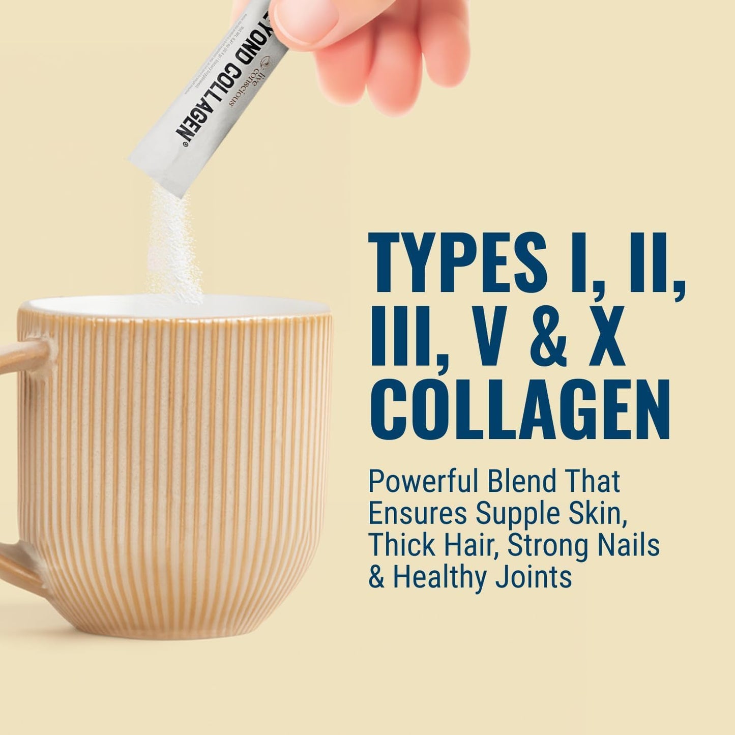 Live Conscious Collagen Peptides Powder - Naturally-Sourced Hydrolyzed Collagen Powder - Hair, Skin, Nail, and Joint Support - Type I & III Grass-Fed Collagen Supplements for Women and Men - 16oz