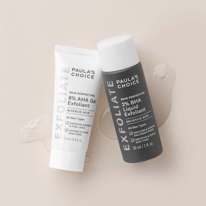 Paula's Choice SKIN PERFECTING 8% AHA Gel & 2% BHA Liquid Travel Duo, Facial Exfoliants