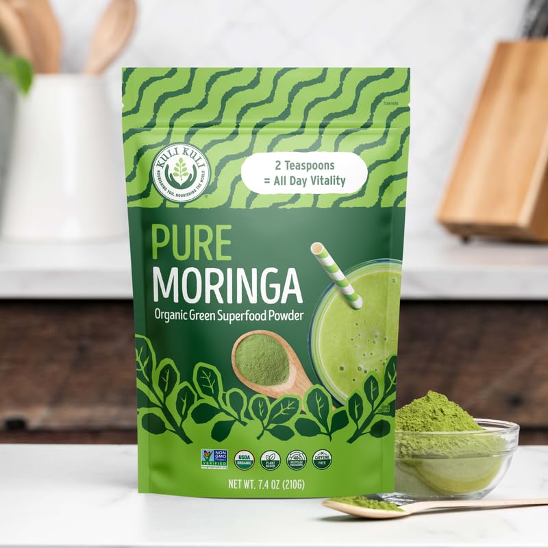 Kuli Kuli Moringa Oleifera Organic Leaf Powder & Green Smoothie, 100% Pure USDA