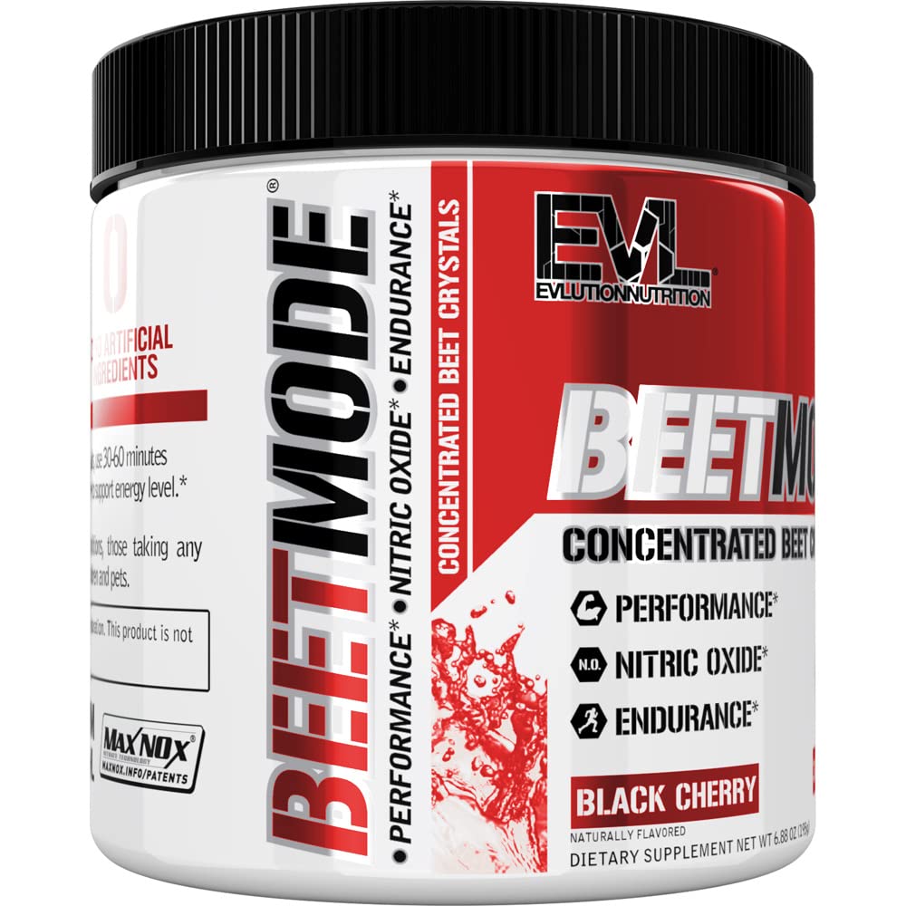 Evlution Nutrition BeetMode - Beet Root Powder - Nitric Oxide Booster - Black Cherry Flavor - Pre or Post-Workout Supplement for Enhanced Energy & Performance - Vegan & Gluten Free - 30 Servings
