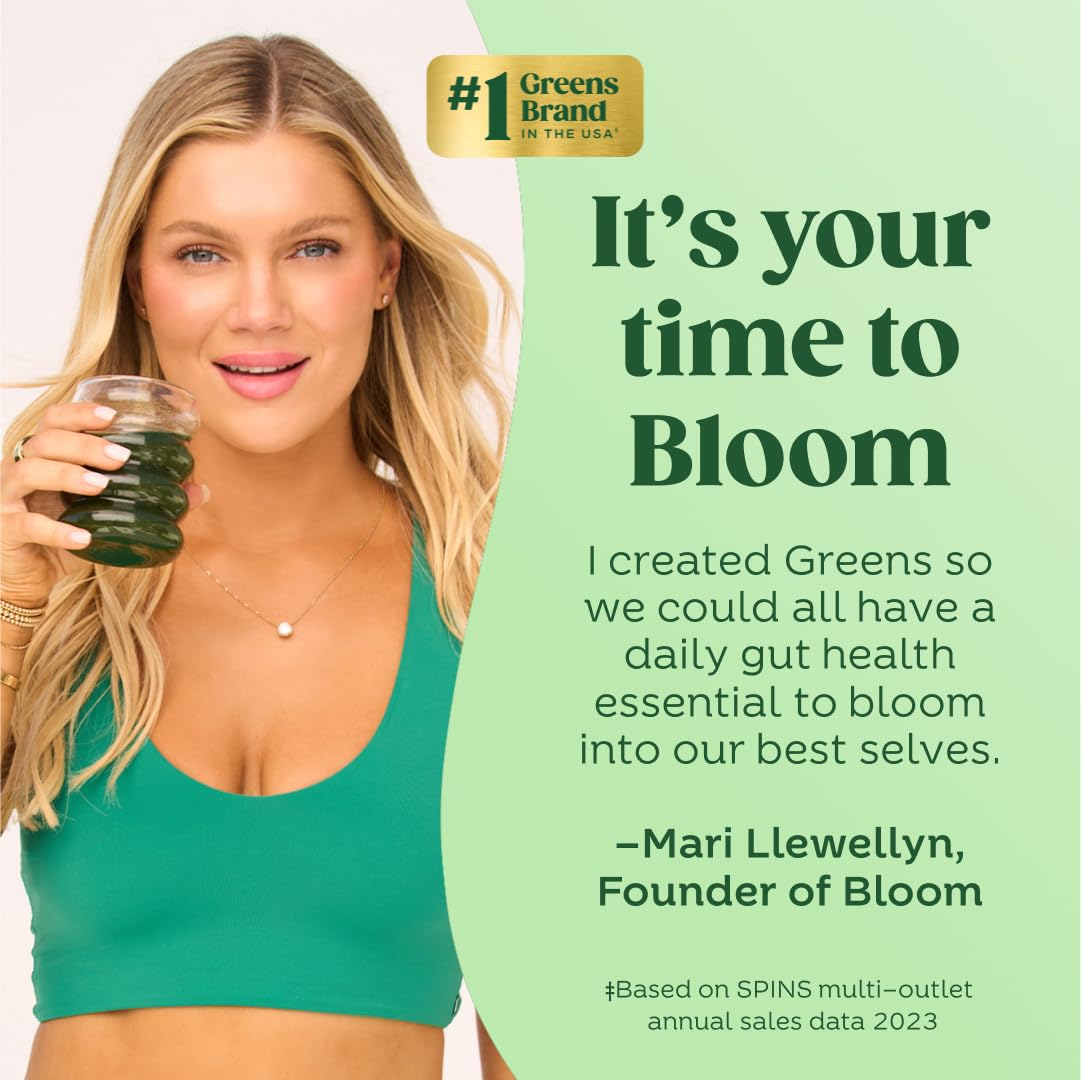 Bloom Nutrition Superfood Greens Powder, Berry, 30 Servings | Digestive Enzymes with Probiotics and Prebiotics, Gut Health, Bloating Relief for Women, Chlorella, Green Juice Mix