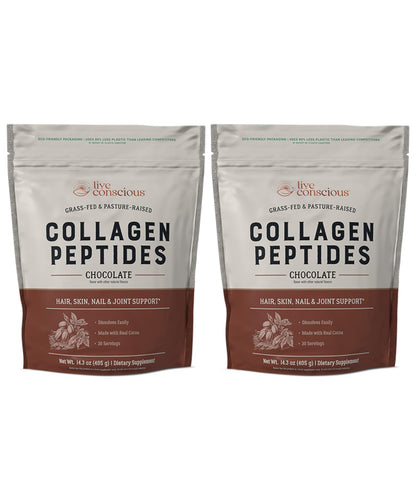 Live Conscious Collagen Peptides Powder - Naturally-Sourced Hydrolyzed Collagen Powder - Hair, Skin, Nail, and Joint Support - Type I & III Grass-Fed Collagen Supplements for Women and Men - 16oz
