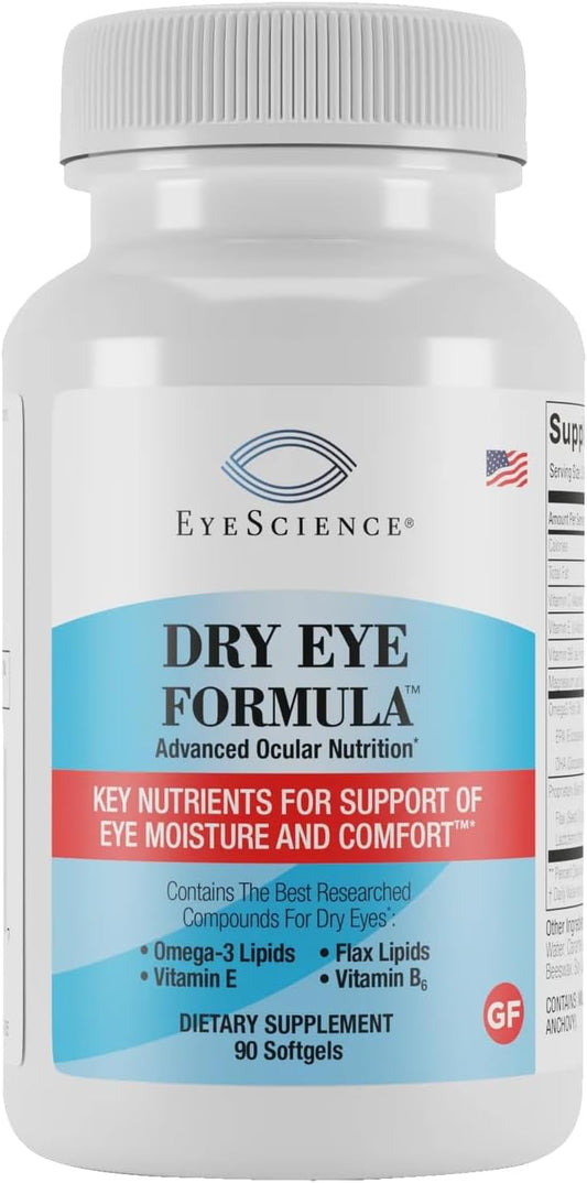 EyeScience Dry Eye Formula Omega-3 Dry Eye Supplement, 900mg | Eye Vitamins for Dry Eyes, Supports Eye Hydration, Tear Function & Daily Eye Comfort, EPA DHA Softgels for Adults