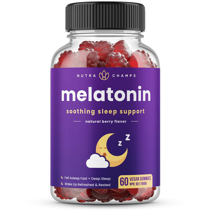 Melatonin Gummies for Kids & Adults | Natural Sleep Aid Drug-Free, Vegan Berry Flavor Kids Melatonin Gummy Supplement | 2.5mg, 5mg or 10mg Dose | Sleeping Pills Substitute 60 Gummies (Pack of 2)