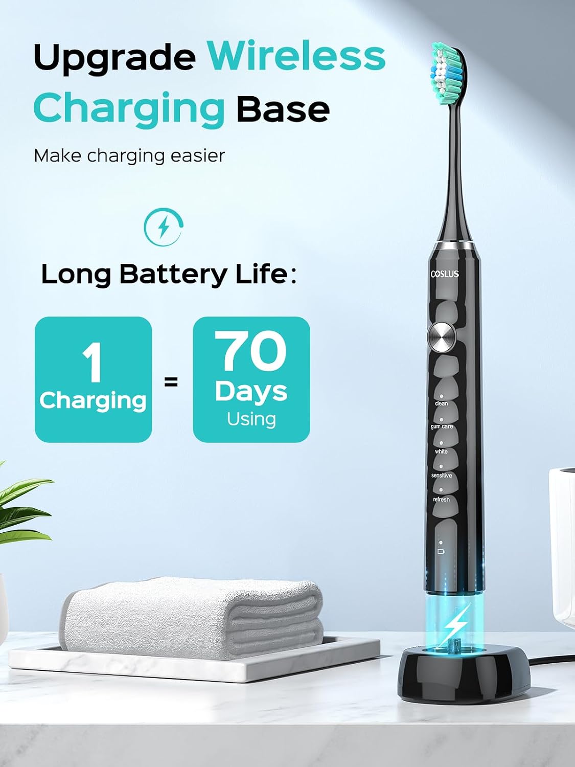 COSLUS Water Dental Flosser Teeth Pick: Portable Cordless Oral Irrigator 300ML Rechargeable and Electric Toothbrush for Adults Kids Wireless Rechargeable Tooth Brush