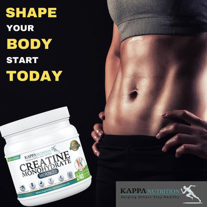 Kappa Nutrition Creatine Monohydrate Powder, Pure Amino Acid Formula, Supports Muscle Strength, Cellular Energy & Mental Focus* Gluten-Free, Keto, 2.25g per Scoop, 240 Servings, Net Wt. 1.32 LB (600g)