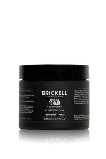 Brickell Men's Products Hair Styling Clay Pomade For Men, Strong Hold & Matte Finish, Product for Modern Hairstyles, With Argan Oil, Niacinamide, and Hydrolyzed Protein, 2 Ounces, Scented