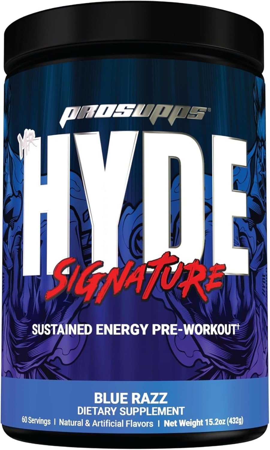 PROSUPPS Hyde Signature Sustained Energy Pre-Workout, Blue Razz - 60 Servings, and Creatine 300 Bundle