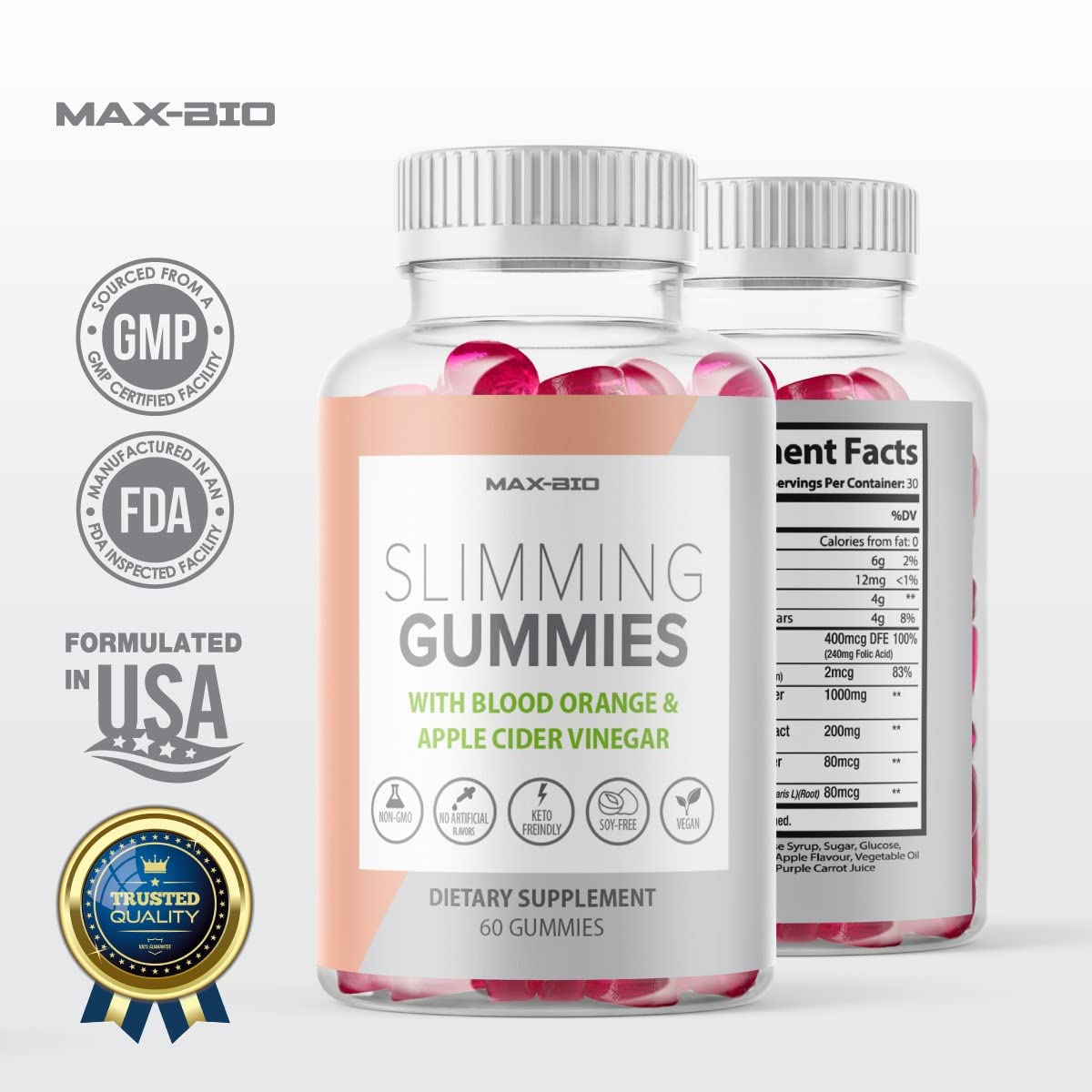 Max-Bio Slimming Gummies It Works with Apple Cider Vinegar and Sicilian Blood Orange Extract