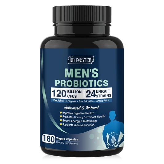 Probiotics for Men Digestive Health, 120 Billion CFUs Mens Probiotic with Digestive Enzymes & Prebiotics & Saw Palmetto & Cranberry for Gut, Prostate & Urinary Tract Health, Shelf Stable, 90 Capsules