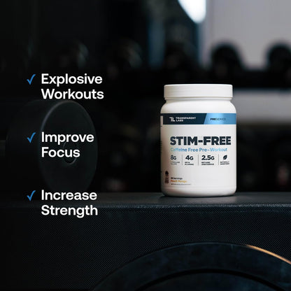 Transparent Labs Stim-Free Pre-Workout Powder (30 Servings, Strawberry Lemonade) & Hydrate Electrolytes Powder (40 Servings, Peach Mango)