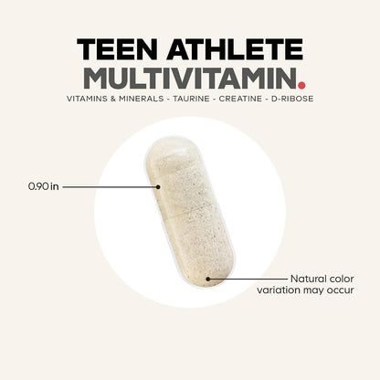 Codeage Teen Athlete Multivitamin+ Sports Supplement - Creatine, Methylated B Vitamins, Taurine, UC-II Collagen, Ferrochel Iron, Ashwagandha, Magnesium, Electrolytes - Non-GMO - 60 Capsules