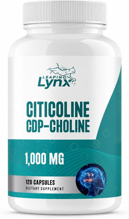 Leaping Lynx Citicoline 1000 mg (CDP Choline) Capsules – 120 Count – CDP Choline Supplement for Brain, Focus & Memory Support – Nootropic Choline Supplement – Non-GMO, ISO-Certified