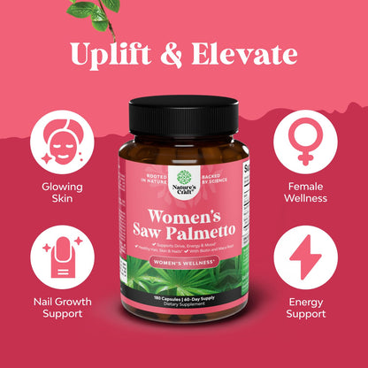 Saw Palmetto for Women 500mg - DHT Blocker for Women 30-Day Supply - Hair Vitamins for Hair Loss Supplement - Saw Palmetto Extract Capsules with Maca Root & Biotin - 90 Count
