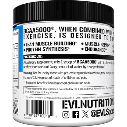 Evlution EVL BCAAs Amino Acids Powder - BCAA Powder Post Workout Recovery Drink and Stim Free Pre Workout Energy - 5g Branched Chain Amino Acids Supplement for Men - Cherry Limeade (Dye Free)