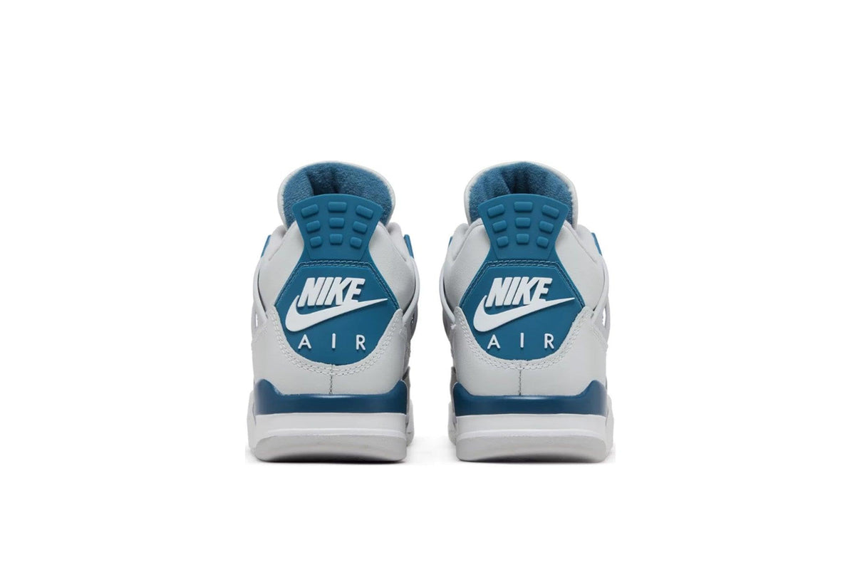 Nike Mens Air Jordan 4 Retro Basketball Shoe, OFF WHITE/MILITARY BLUE-NEUTRAL GREY, 8 UK (9 US)