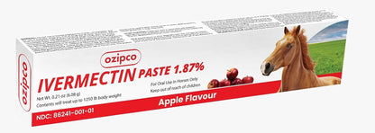 Ivermectin Horse Paste 1.87% | Apple Flavor – 6.08g Syringe for Equine Use Only Up to 1250 LB