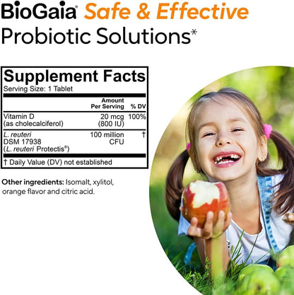 BioGaia Immune Active Kids Probiotic + Vitamin D | Immune & Digestive | Pediatrician-Recommended | Supports Immune Health | Promotes Digestive Health & Regularity | with Vitamin D | 60 Day Supply