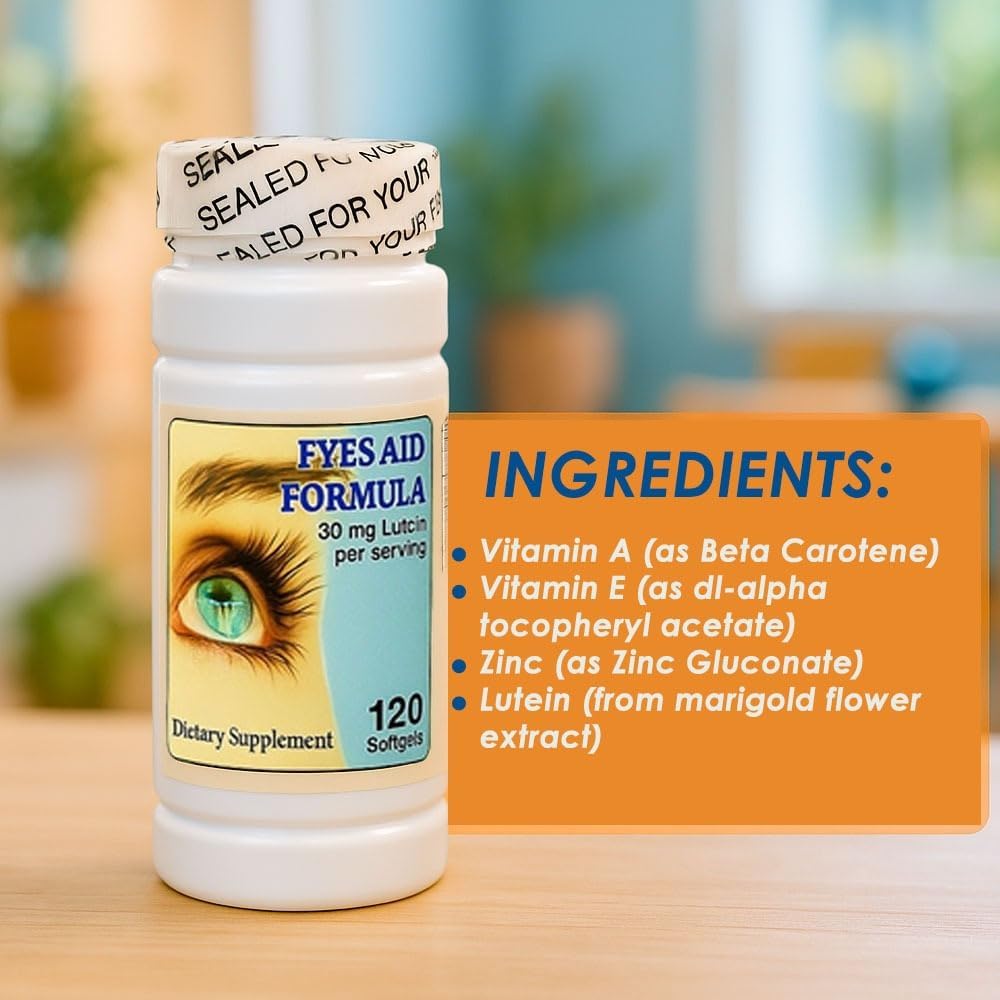 Nu-Health Eyes Aid Formula Lutein 30mg Eye Vitamins Zinc, 120 Softgels