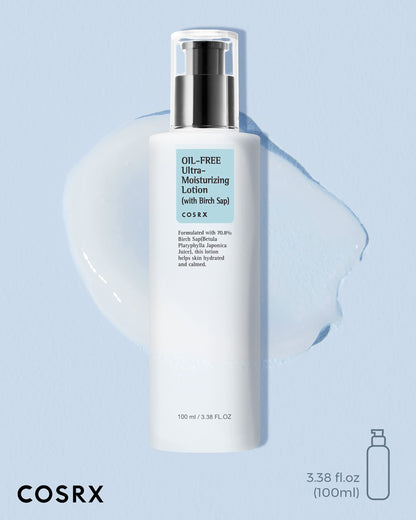 COSRX Oil Free Lotion with Birch Sap, Daily Acne Facial Moisturizer, 3.38 fl.oz / 100ml