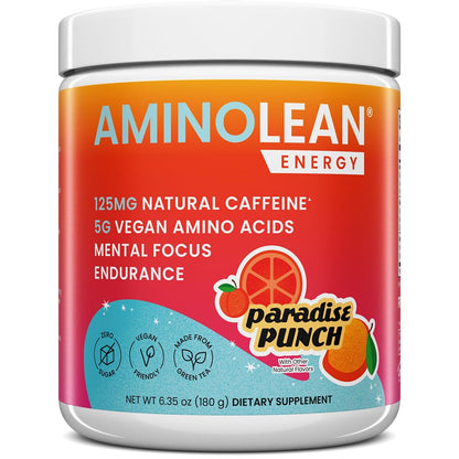 AminoLean Pre Workout Powder & Natural Amino Energy with Vegan BCAA + EAA | Jitter-Free Preworkout Energy from Green Tea + Amino Acids & Weight Management for Women & Men - Vegan, Zero Sugar, No Crash