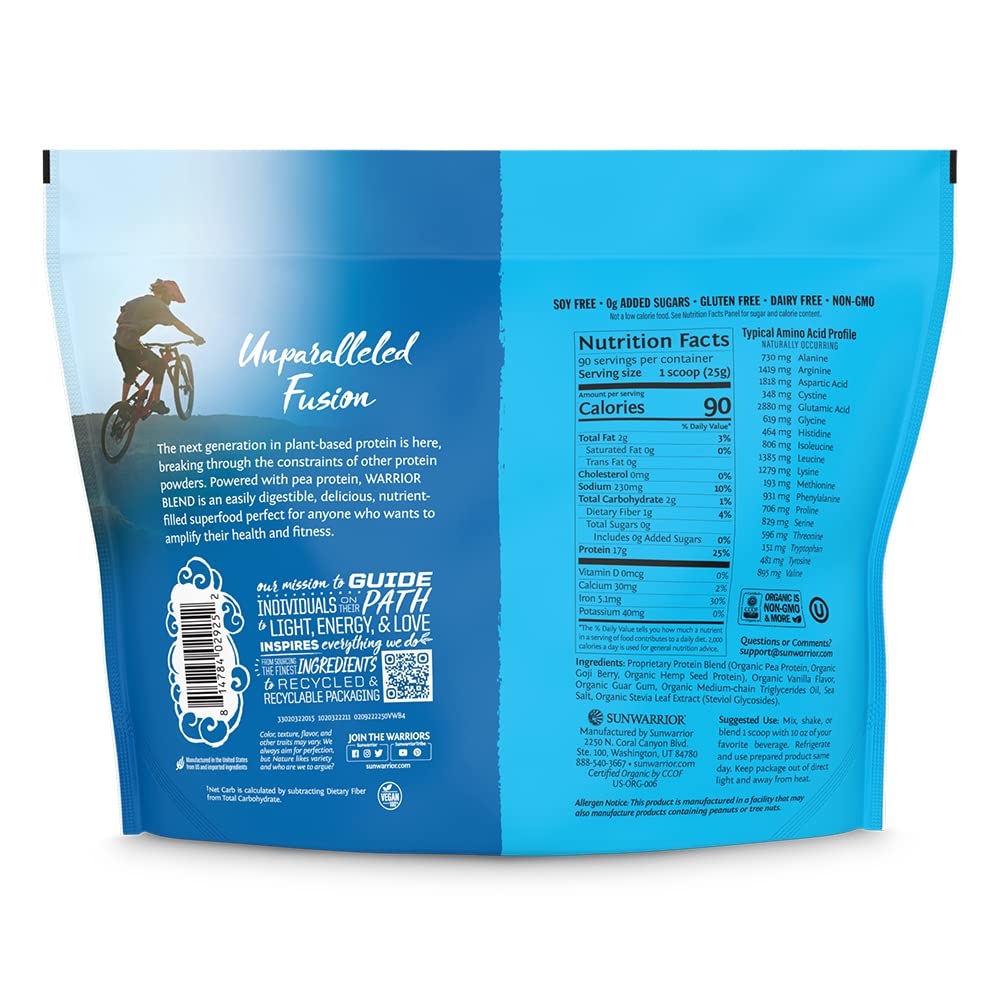 Sunwarrior Vegan Organic Protein Powder Plant-Based | BCAA Amino Acids Hemp Seed