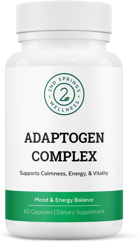 Adaptogen Complex Calmness, Energy and Vitality Booster - Ashwagandha, Schisandra, Astragalus, Ginseng, Rhodiola, and More - Adrenal Support Supplements - 60 Ct