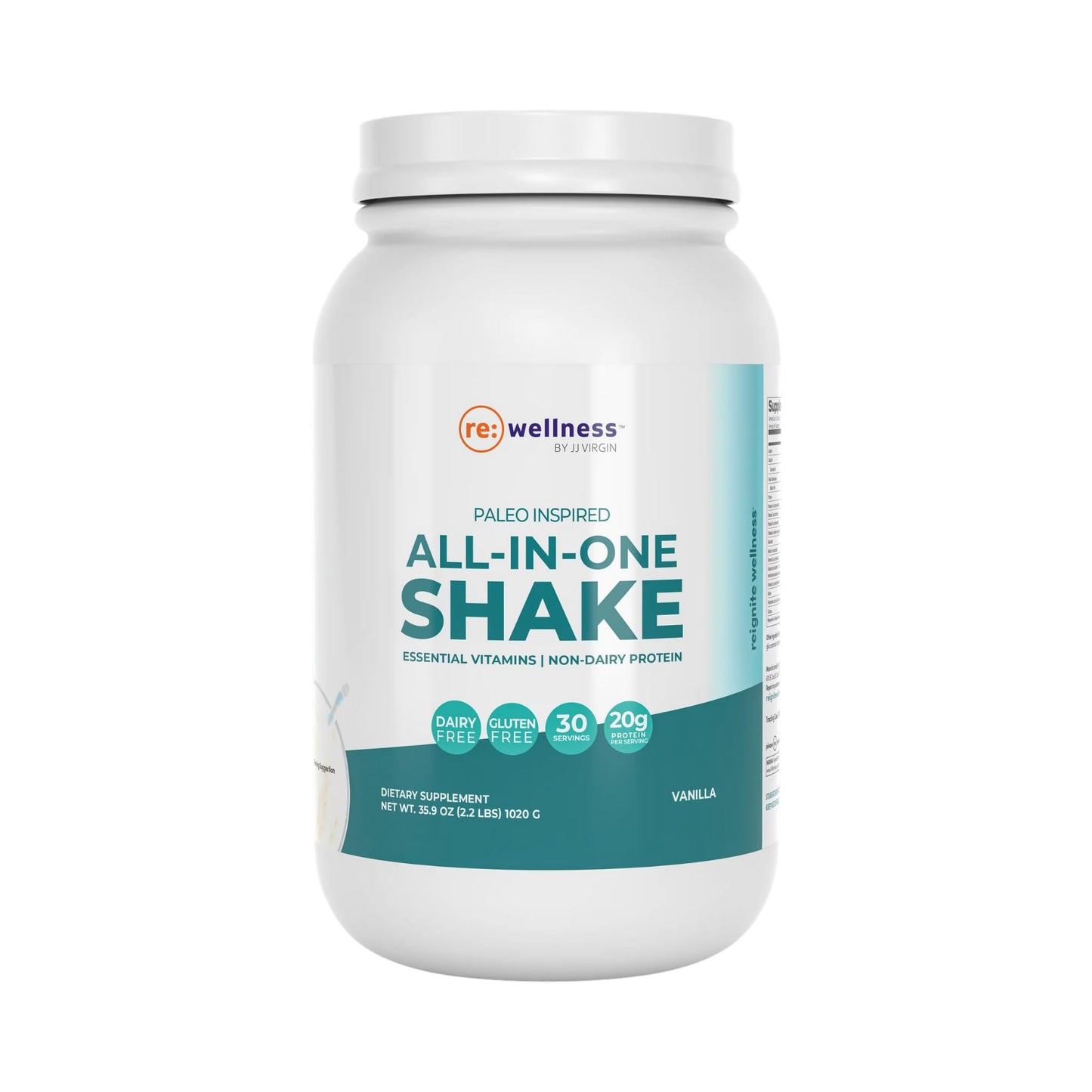 Reignite Wellness by JJ Virgin | Chocolate Bone Broth All-in-One Shake | Gluten Free + Dairy Free Protein Powder | Contains 20G of Beef Protein with Vitamins, Minerals, Amino Acids | 30 Servings