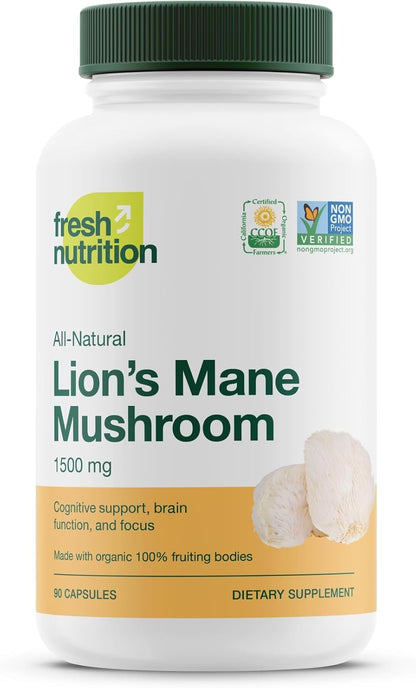 Lions Mane Mushroom Capsules Strongest 1500mg at Special Launch Price - Organic Powder Vegan Friendly Supplement - Brain, Nerve & Immune System Function Benefits - Powerful Superfood - Non GMO