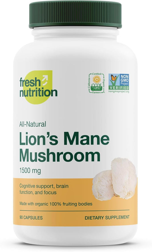 Lions Mane Mushroom Capsules Strongest 1500mg at Special Launch Price - Organic Powder Vegan Friendly Supplement - Brain, Nerve & Immune System Function Benefits - Powerful Superfood - Non GMO