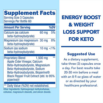 Keto BHB with Apple Cider Vinegar - Reach Ketosis Faster, Boost Energy, Suppress Cravings