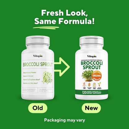 Vitapia Organic Broccoli Sprout & Broccoli Extract for Sulforaphane, Antioxidant, Brain, Skin, Heart Health Support - 120 Veggie Capsules - Non-GMO, Gluten-Free, Vegan-Friendly Supplement