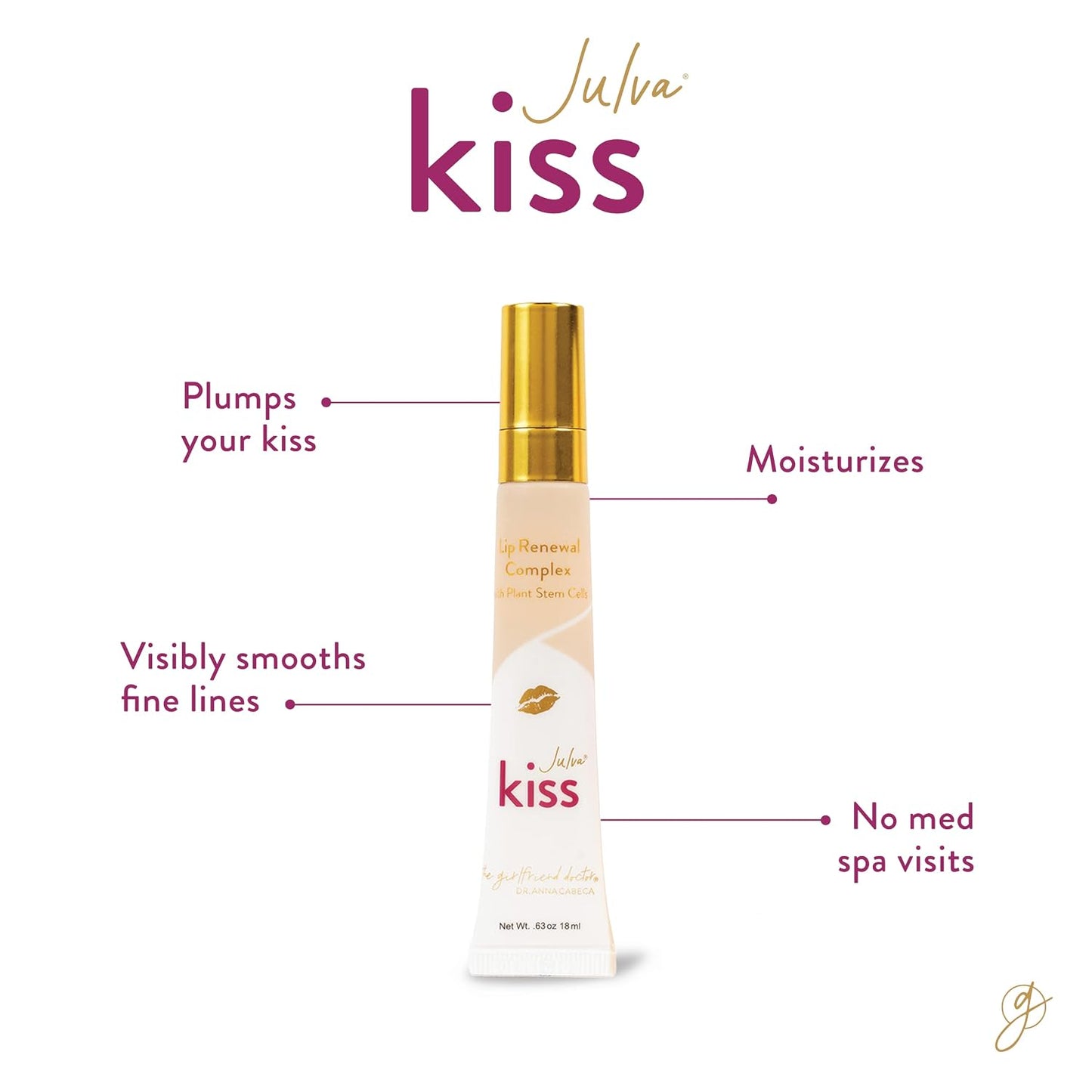 Kiss Lip Renewal Complex by Dr. Anna Cabeca, Botanical Lip, 0.3 oz | Botanical Lip Hydrator for Smoothness, Comfort & Daily Confidence, a Nourishing Balm for Soft, Smooth, Hydrated Lips